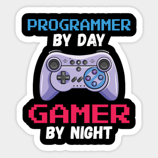 Programmer By Day Gamer By Night Sticker